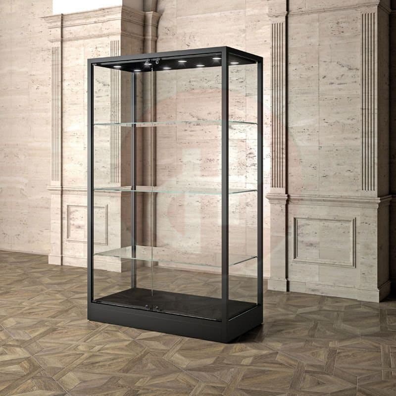 Focus tower showcase with top lights 120cm wide