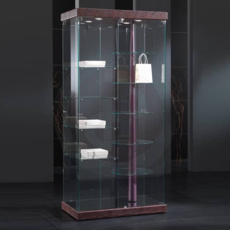Fay tower framless half revolving display cabinet faux leather 93cm wide