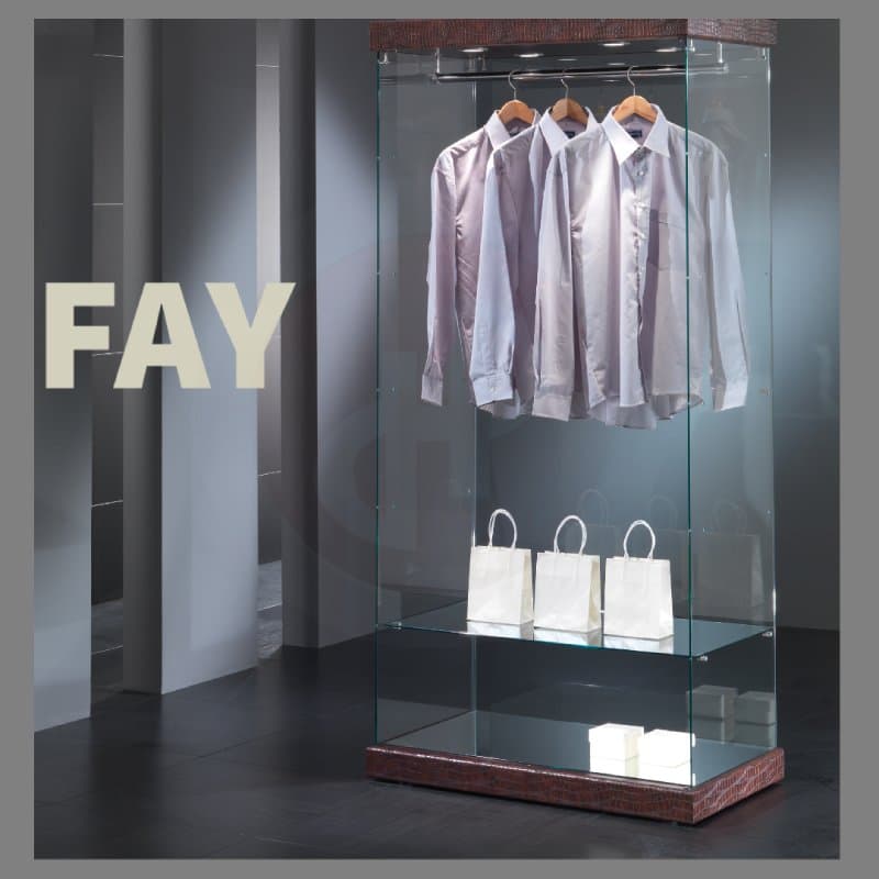 Fay tower framless half revolving display cabinet faux leather 74cm wide — image 3