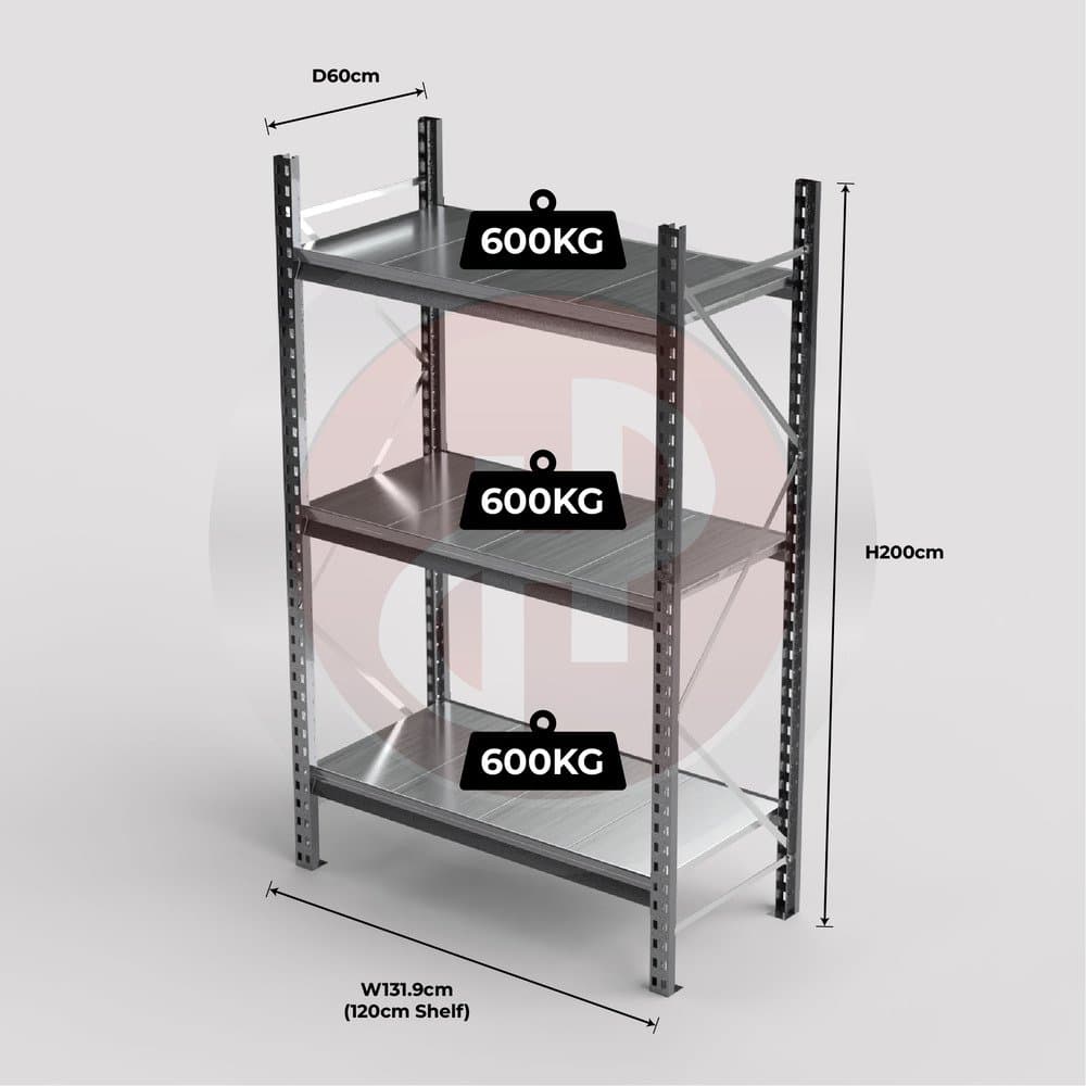 Mini Racking System 120 x 60 x 200cm H with 3 Galvanised Shelves