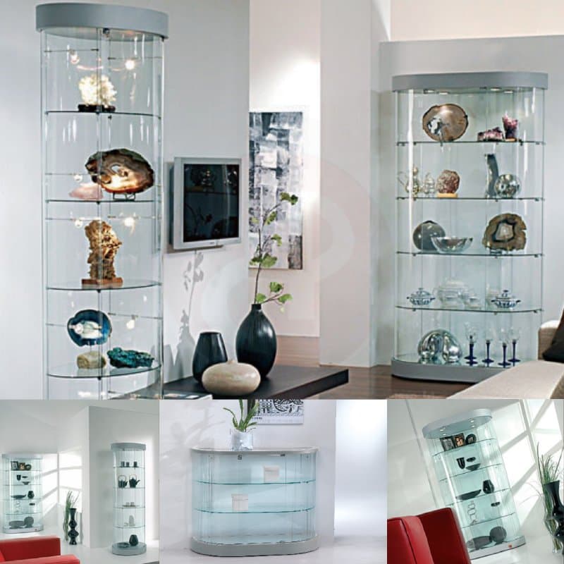 Curved 2 tall round glass showcase 56cm diameter — image 2