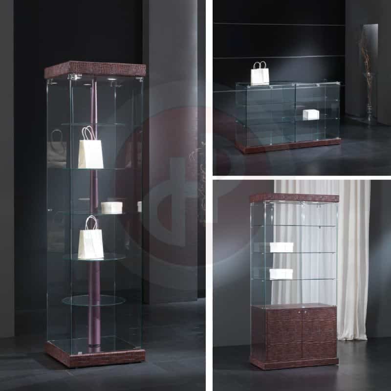 FAY TOWER FRAMELESS REVOLVING DISPLAY CABINET WITH TOP LIGHTS FAUX ...